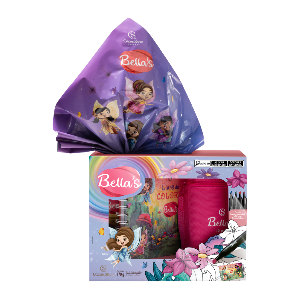 Ovo de Páscoa ao Leite Caderno e Canetas Bella's 170g
