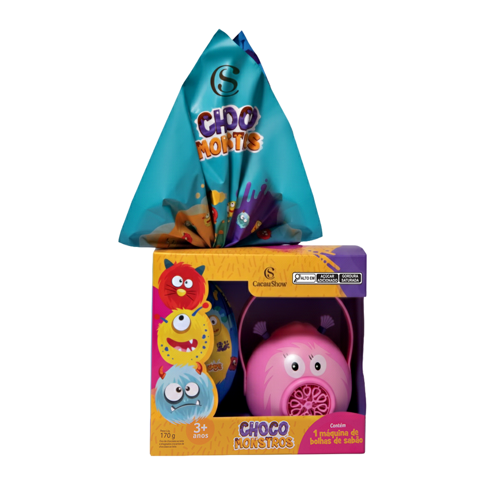 Ovo de Páscoa ao Leite Chocomonstros Bolha de Sabão Claudete 170g
