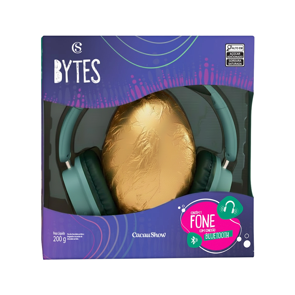 Ovo de Páscoa ao Leite Bytes Fone Verde 200g