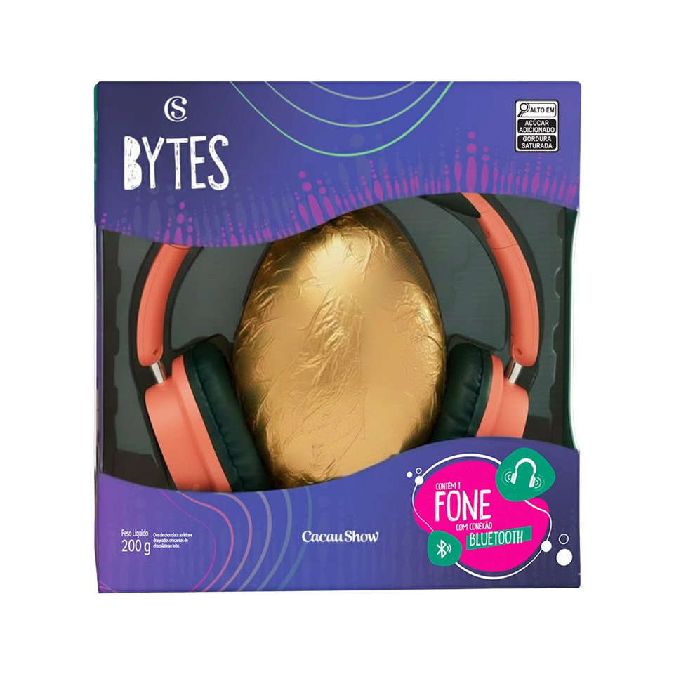 Ovo de Páscoa ao Leite Bytes Fone Coral 200g