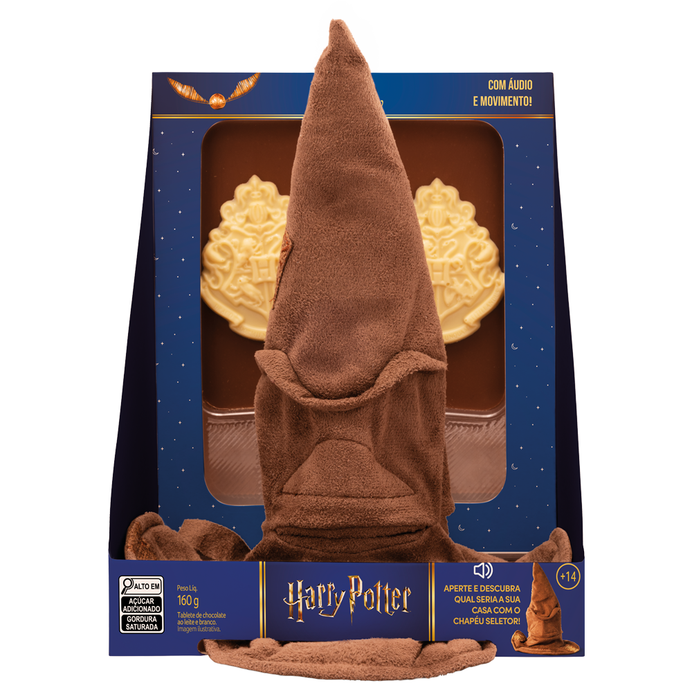 Tablete ao Leite Pelúcia Chapéu Seletor Harry Potter 160g