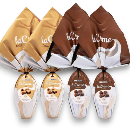 Kit 4 Ovos de Páscoa laCreme – Chocolate ao Leite e Chocolate Branco