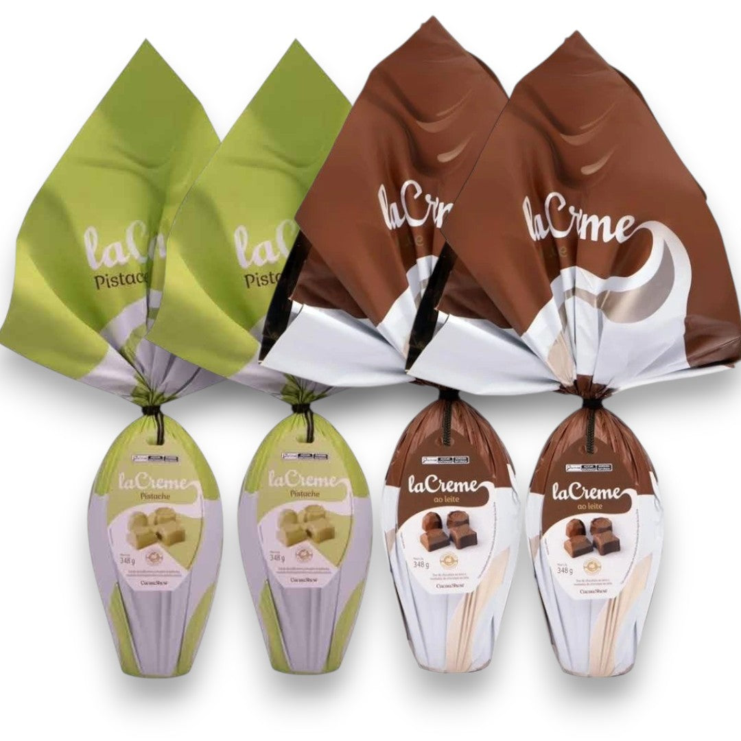 Kit 4 Ovos de Páscoa laCreme – Chocolate ao Leite e Pistache
