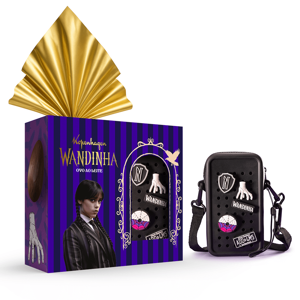 Ovo de Páscoa Wandinha com Bolsa e Pins 120G